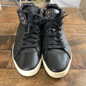Rag and bone high top black leather sneakers